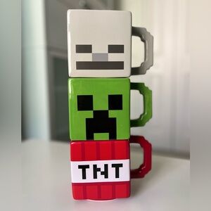 Set of 3 Minecraft Ceramic Mugs - Creeper, TNT, Skeleton